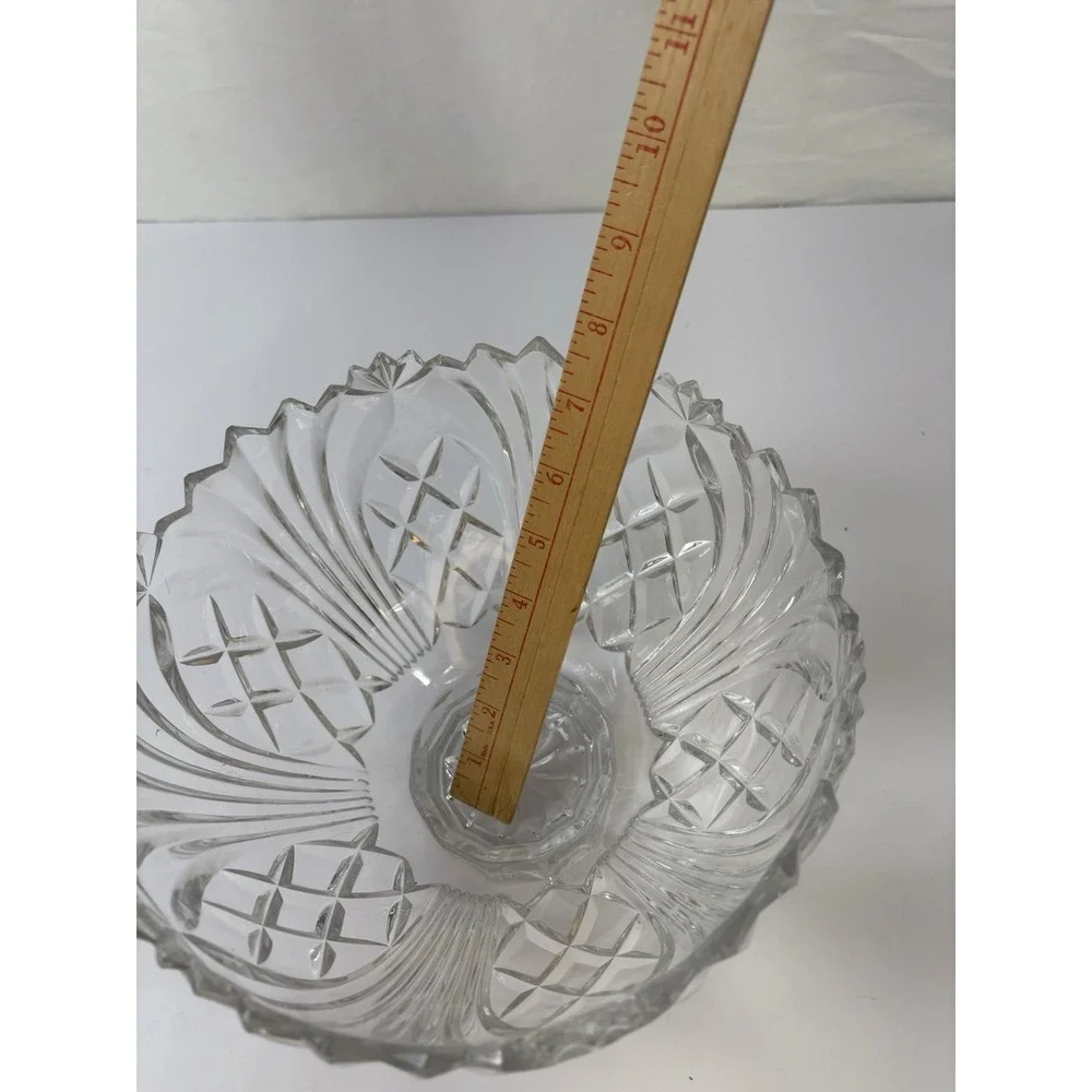 Vintage Lead Crystal Pedestal Bowl‎ 9